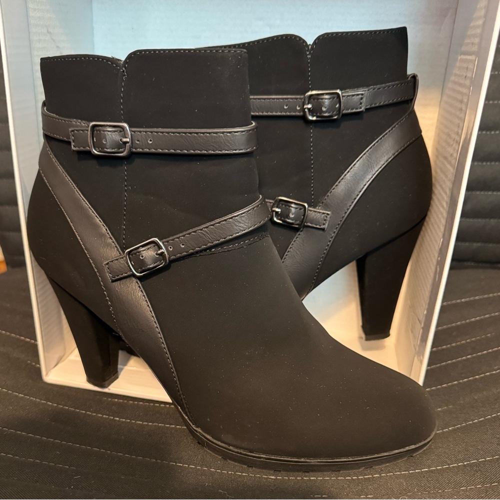 Black Ankle Boots with Buckle Straps